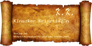 Kinszker Krisztián névjegykártya